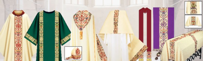 Aubes, chasubles, dalmatiques, châpes, étoles, soutanes, linge d'autel, voile d'ambon...